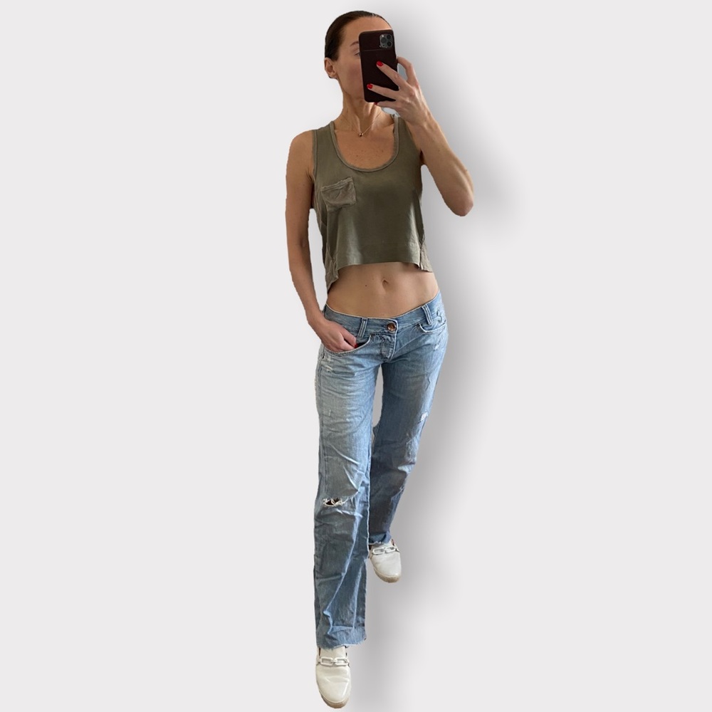 Miss sixty ultra low waist light blue distressed boyfriend jeans 25